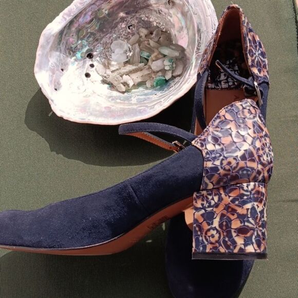 Audley Suede Blocky Heel with Colored Accents - Picture 2 of 9
